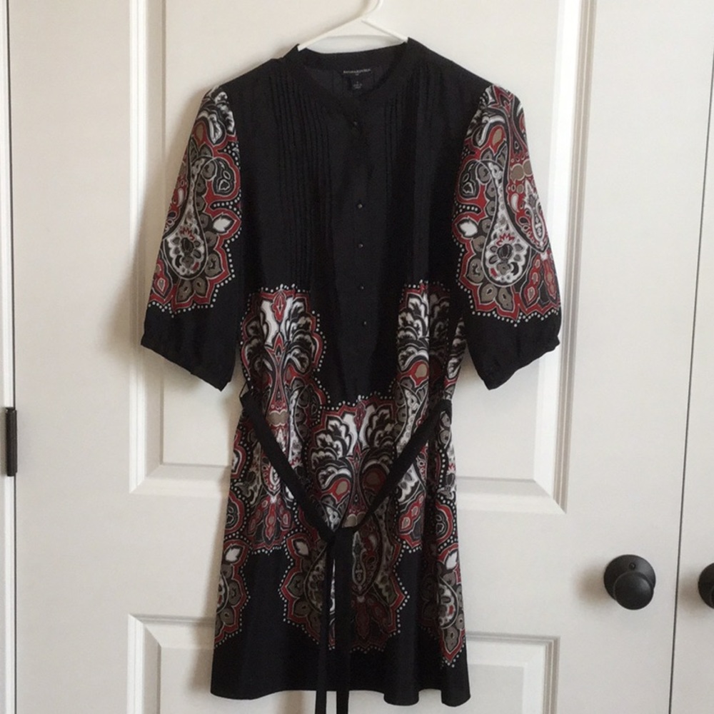 Banana Republic black patterned dress, size Small